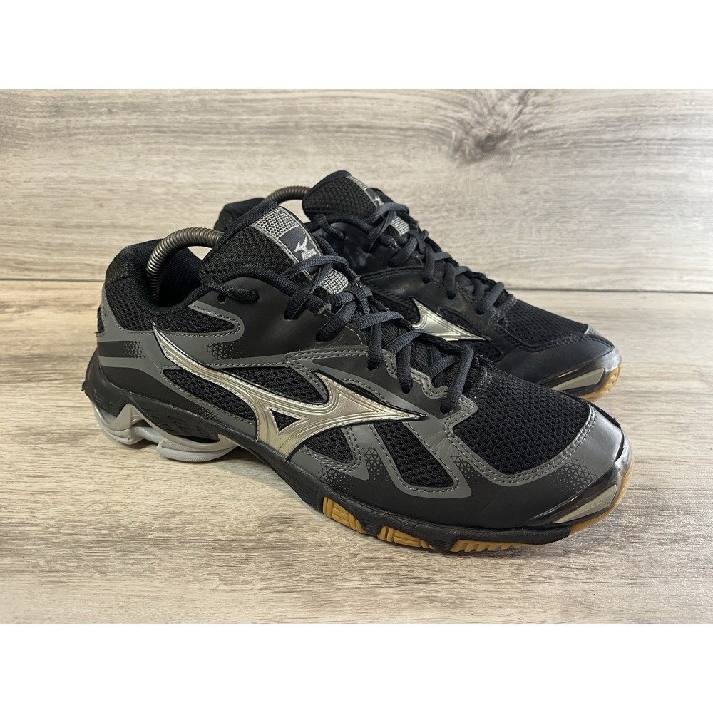 Womens Mizuno Wave Bolt 5 Athletic Shoes Size 10.5 Black Silver 430204.9073